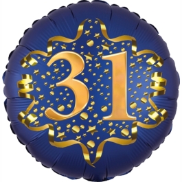 Satin Navy Blue Zahl 31 Luftballon aus Folie zum 31. Geburtstag, 45 cm, Satin Luxe