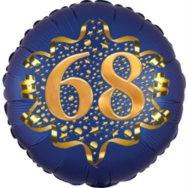 Satin Navy Blue Zahl 68 Luftballon aus Folie zum 68. Geburtstag, 45 cm, Satin Luxe