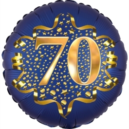 Satin Navy Blue Zahl 70 Luftballon aus Folie zum 70. Geburtstag, 45 cm, Satin Luxe