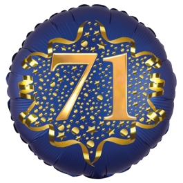 Satin Navy Blue Zahl 71 Luftballon aus Folie zum 71. Geburtstag, 45 cm, Satin Luxe