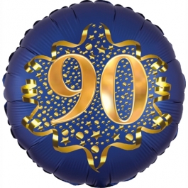Satin Navy Blue Zahl 90 Luftballon aus Folie zum 90. Geburtstag, 45 cm, Satin Luxe, heliumgefüllt