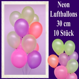Neon-Luftballons, 30 cm, 10 Stück