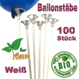 Öko-Ballonstäbe weiß, 100 Stück