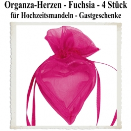 Organza-Herz Fuchsia für Hochzeitsmandeln und Gastgeschenke