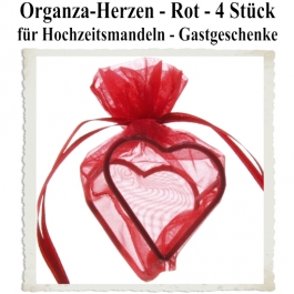 Organza-Herz Rot für Hochzeitsmandeln und Gastgeschenke