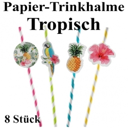 Papier-Trinkhalme Tropisch, 8 Stück