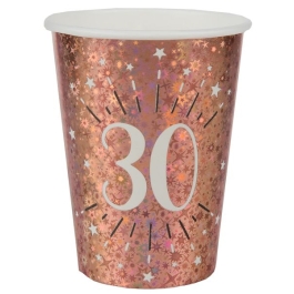 Rosegold Sparkling Partybecher zum 30. Geburtstag, 10 Stück