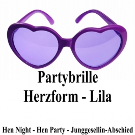 Lila Partybrille Herzen zu Hen Night Party, Junggesellinnenabschied