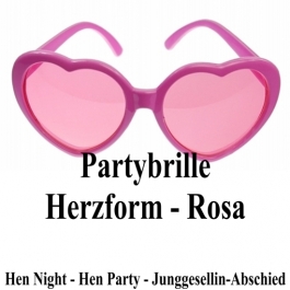 Rosa Partybrille Herzen zu Hen Night Party, Junggesellinnenabschied