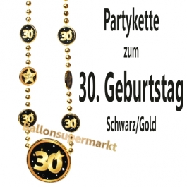 Partykette zum 30. Geburtstag, Schwarz-Gold