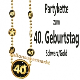 Partykette zum 40. Geburtstag, Schwarz-Gold