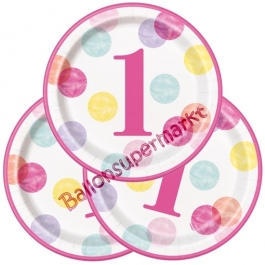 1st Birthday Pink Dots Partyteller zum 1. Geburtstag