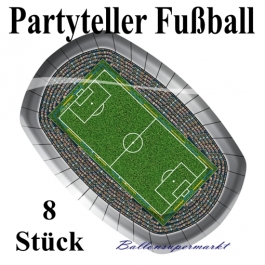 Partyteller Fußball, 8 Stück, Motiv-Fußball-Stadion