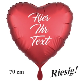 Personalisierter Herzluftballon, 3-zeilig, 70 cm, Satin de Luxe, rot