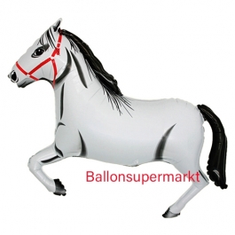 Luftballon aus Folie Pferd weiß, Folienballon mit Ballongas