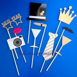 Golden Whishes Photo Props, Silvester, Foto Requisiten, 10 Stück