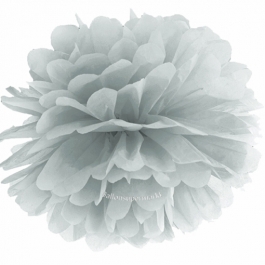 Pompom Silber, 35 cm