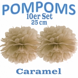 Pompoms Caramel, 25 cm, 10 Stück