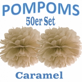 Pompoms Caramel, 35 cm, 50 Stück