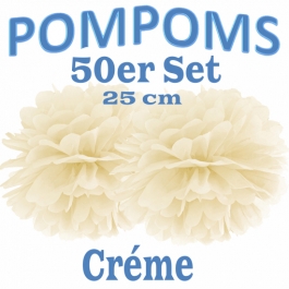 Pompoms Créme, 25 cm, 50 Stück