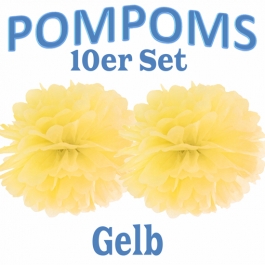 Pompoms Gelb, 10 Stück