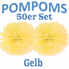 Pompoms Gelb, 50 Stück