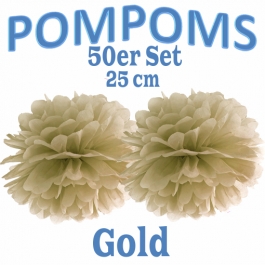 Pompoms Gold, 25 cm, 50 Stück