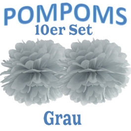 Pompoms Grau, 10 Stück
