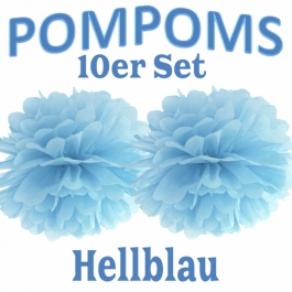 Pompoms Hellblau, 10 Stück