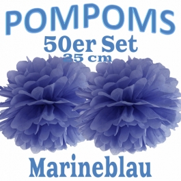 Pompoms Marineblau, 25 cm, 50 Stück