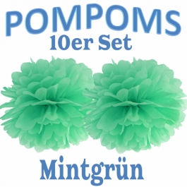 Pompoms Mintgrün, 10 Stück