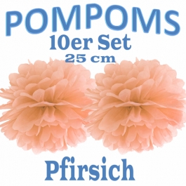 Pompoms Pfirsich, 25 cm, 10 Stück