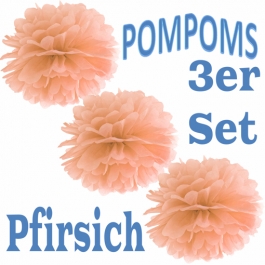 Pompoms Pfirsich, 3 Stück