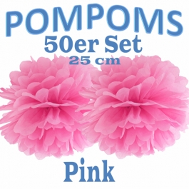 Pompoms Pink, 25 cm, 50 Stück