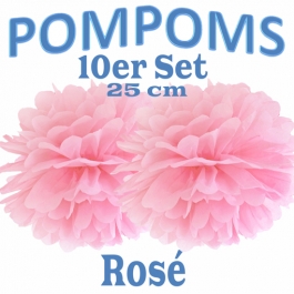Pompoms Rosé, 25 cm, 10 Stück