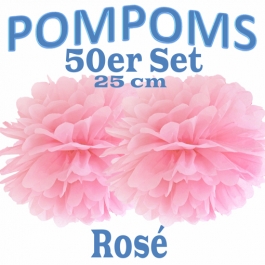 Pompoms Rosé, 25 cm, 50 Stück