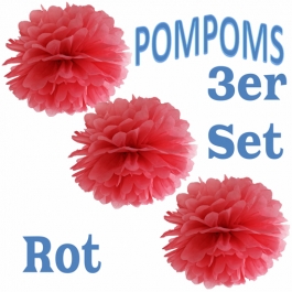 Pompoms Rot, 3 Stück