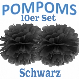 Pompoms Schwarz, 10 Stück