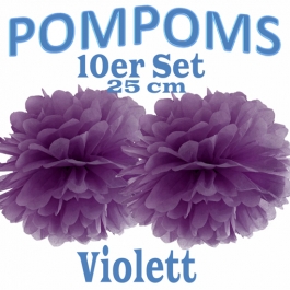 Pompoms Violett, 25 cm, 10 Stück