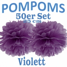 Pompoms Violett, 25 cm, 50 Stück