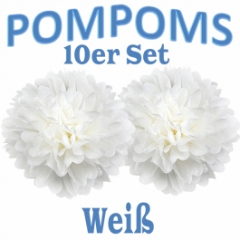 Pompoms Weiss, 10 Stück