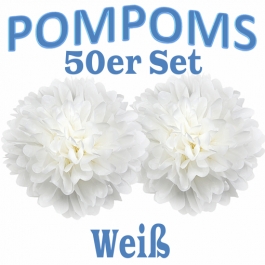 Pompoms Weiss, 50 Stück