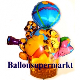 Winnie Puuh, Tigger und Ferkel im Fesselballon Luftballon aus Folie inklusive Helium
