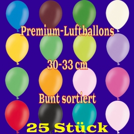 Premium-Qualität Luftballons, 30 - 33 cm, bunt sortiert, 25 Stück