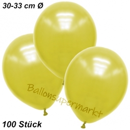 Premium Metallic Luftballons, Gelb, 30-33 cm, 100 Stück