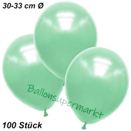 Premium Metallic Luftballons, Mintgrün, 30-33 cm, 100 Stück