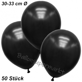 Premium Metallic Luftballons, Schwarz, 30-33 cm, 50 Stück
