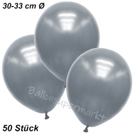 Premium Metallic Luftballons, Silber, 30-33 cm, 50 Stück