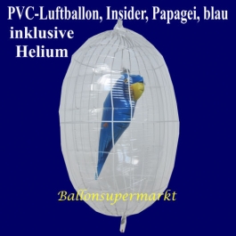 PVC-Folien-Luftballon, Papagei, blau, Insider Ballon, inklusive Helium-Ballongas