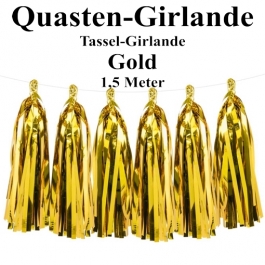 Quasten Girlande Gold, Festdekoration und Partydekoration